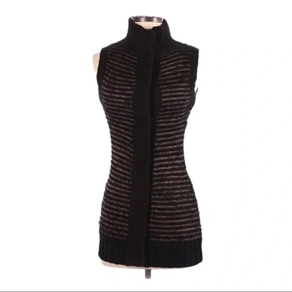 Rachel Roy XS‎ Striped Knit Duster Vest Goth Whimsigoth Cozy